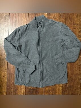 Alfani Men's Gray Full-Zip Knit Sweater